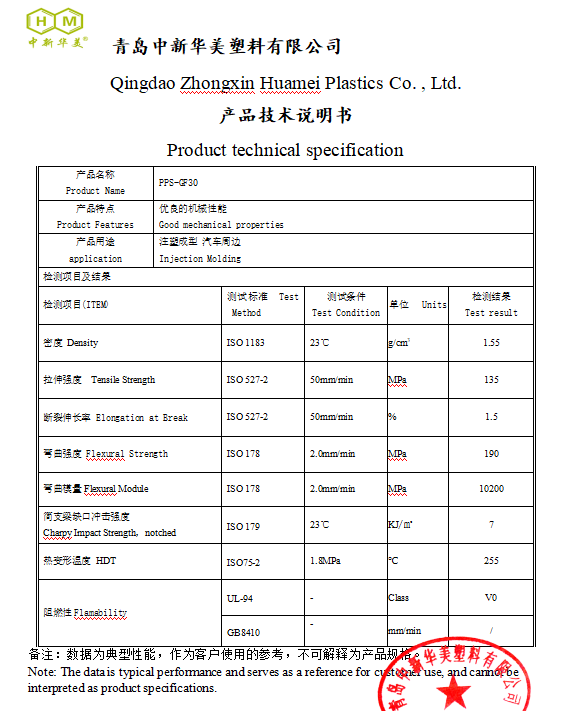 PPS加纤物性报告